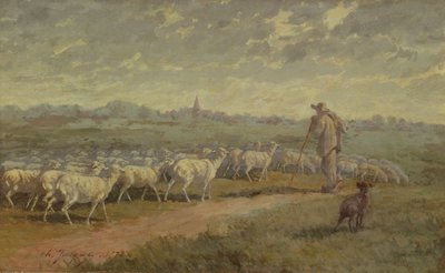 Landscape with a Flock of Sheep by Charles Emile Jacque